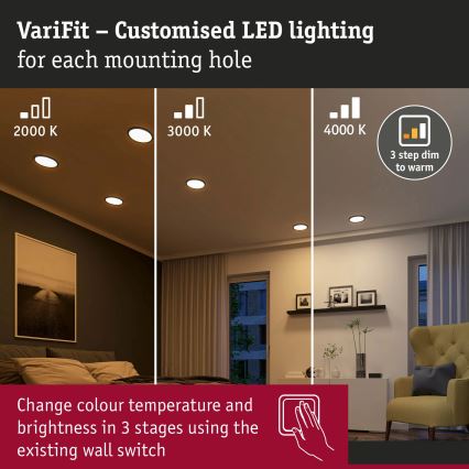 Paulmann 93102 - LED/16W IP44 Εντοιχισμένο φωτιστικό οροφής για μπάνιο AREO 230V 2000/3000/4000K Ø 23 cm μαύρο