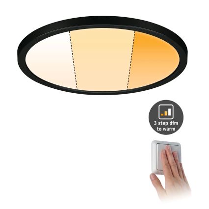 Paulmann 93102 - LED/16W IP44 Εντοιχισμένο φωτιστικό οροφής για μπάνιο AREO 230V 2000/3000/4000K Ø 23 cm μαύρο