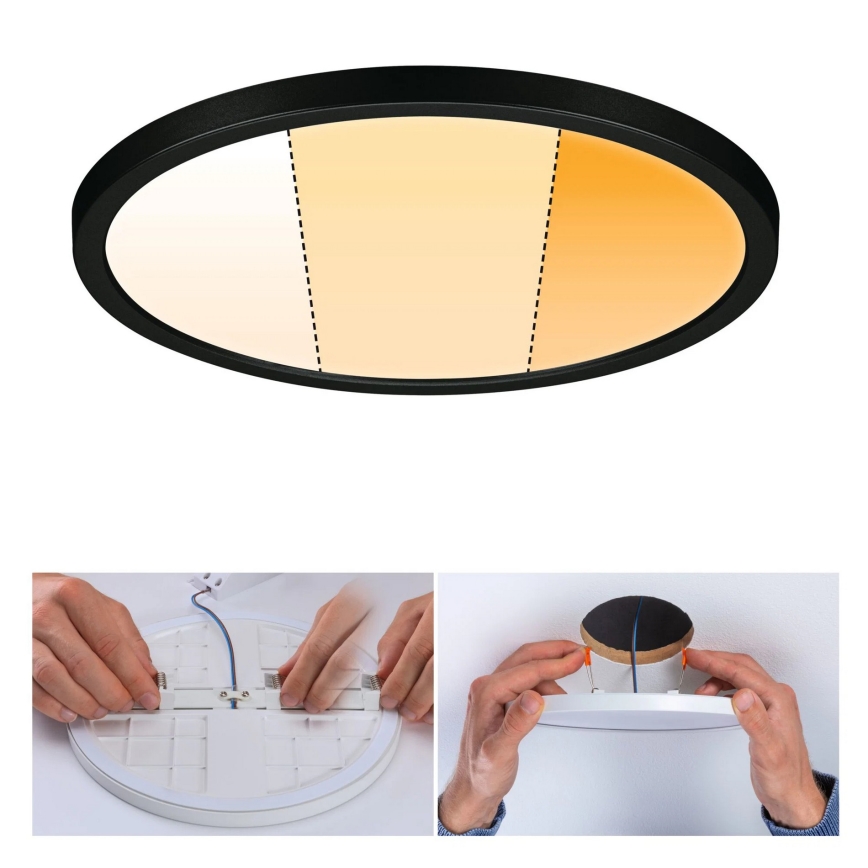 Paulmann 93102 - LED/16W IP44 Εντοιχισμένο φωτιστικό οροφής για μπάνιο AREO 230V 2000/3000/4000K Ø 23 cm μαύρο