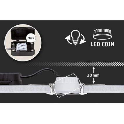 Paulmann 93379 - ΣΕΤ 3xLED/6W IP44 Χωνευτό φωτιστικό οροφής μπάνιου dimmimg GIL 230V