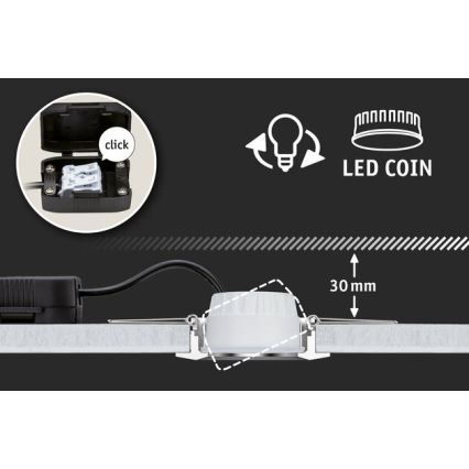 Paulmann 93483 - ΣΕΤ 3xLED/6,5W IP23 Dimmable χωνευτά φωτιστικά μπάνιου NOVA 230V