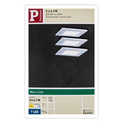 Paulmann 93561 - ΣΕΤ 3xLED/4,7W Φωτιστικά επίπλων MICRO LINE 230V