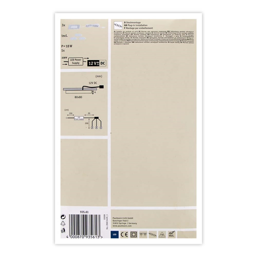 Paulmann 93561 - ΣΕΤ 3xLED/4,7W Φωτιστικά επίπλων MICRO LINE 230V