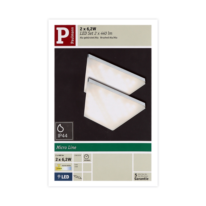 Paulmann 93584 - ΣΕΤ 2xLED/6,2W IP44 Φωτισμός επίπλων KITE 230V