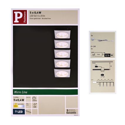 Paulmann 93587 - ΣΕΤ 5xLED/0,4W Χωνευτό φωτιστικό 12V/230V 2700K