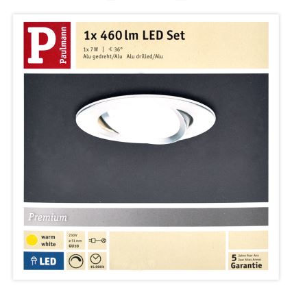 Paulmann 93602 - LED GU10/7W IP23 Dimmable χωνευτό φωτιστικό μπάνιου NOVA 230V