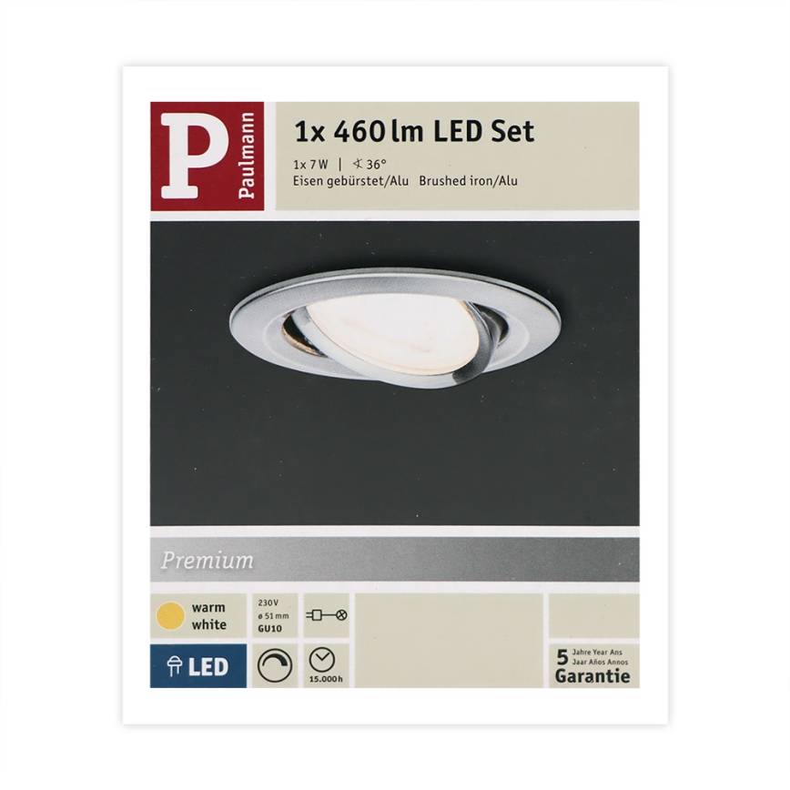 Paulmann 93603 - LED-GU10/7W IP23 Dimmable χωνευτό φωτιστικό μπάνιου NOVA 230V
