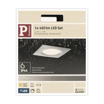 Paulmann 93611 - LED-GU10/7W IP44 Χωνευτό φωτιστικό μπάνιου NOVA 230V με δυνατότητα ρύθμισης φωτισμού