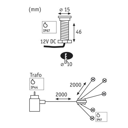 Paulmann 93754 - ΣΕΤ 5xLED/0,16W IP65 Εξωτερικό φωτιστικό MicroPen 230/12V