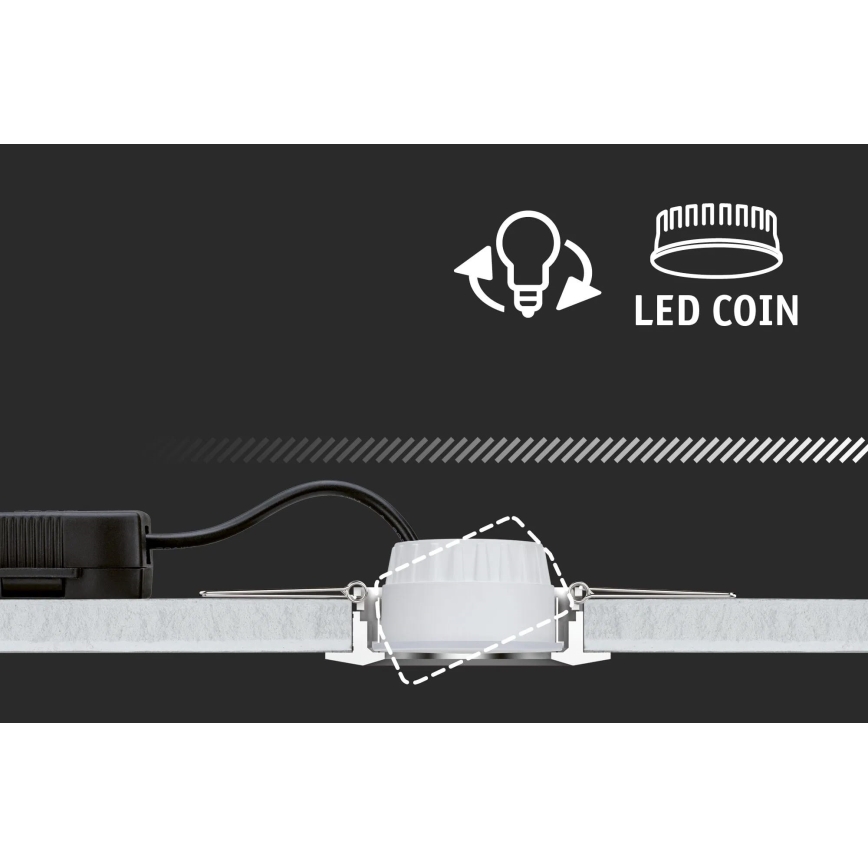 Paulmann 93942 - ΣΕΤ 3xLED/6,8W IP23 Χωνευτό φωτιστικό οροφής μπάνιου dimmimg COIN 230V
