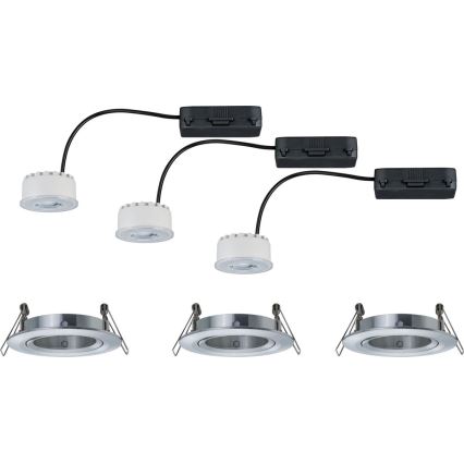 Paulmann 93943 - ΣΕΤ 3xLED/6,8W IP23 Ρυθμιζόμενο εντοιχισμένο φωτιστικό για μπάνιο COIN 230V