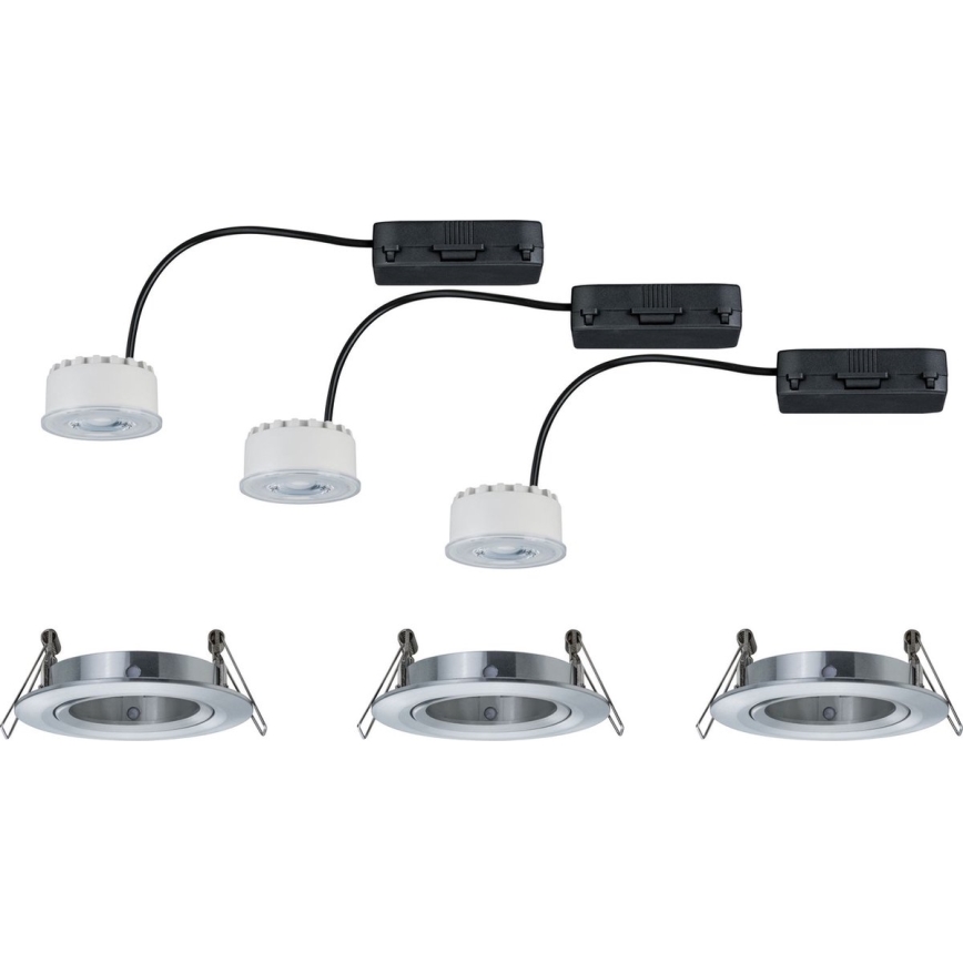 Paulmann 93943 - ΣΕΤ 3xLED/6,8W IP23 Ρυθμιζόμενο εντοιχισμένο φωτιστικό για μπάνιο COIN 230V