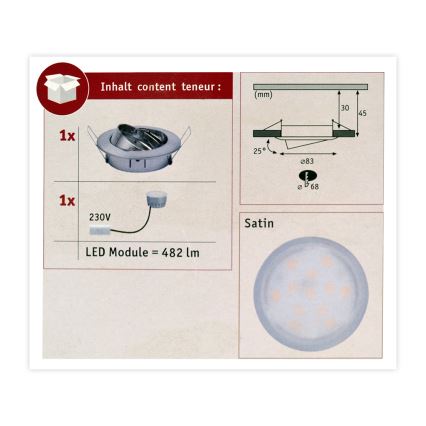 Paulmann 93963 - LED/7W  IP23 Φωτιστικό οροφής μπάνιου dimmable COIN 230V