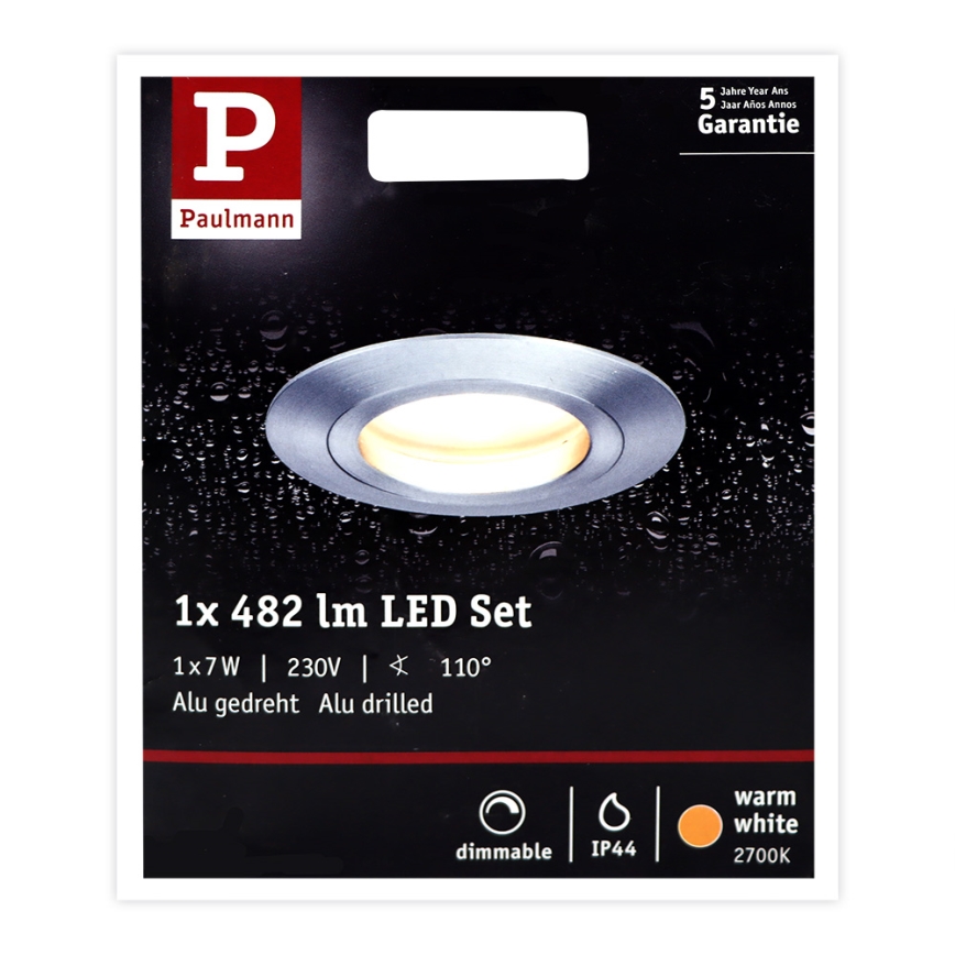 Paulmann 93967 - 1xLED/7W IP44 Dimmable φωτιστικό μπάνιου COIN 230V