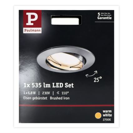 Paulmann 93979 - LED/6,8W IP23 Χωνευτό φωτιστικό μπάνιου COIN 230V