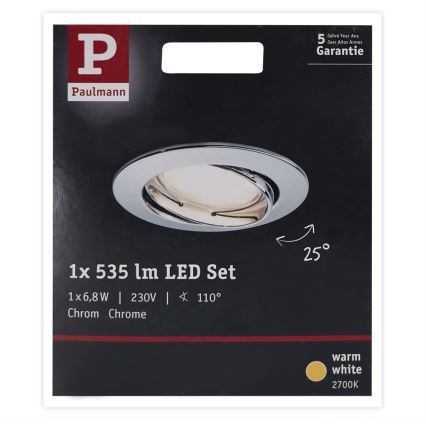 Paulmann 93981 - LED/6,8W IP23 Χωνευτό φωτιστικό μπάνιου COIN 230V