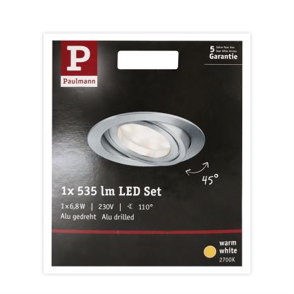 Paulmann 93983 - LED/6,8W IP23 Χωνευτό φωτιστικό μπάνιου COIN 230V