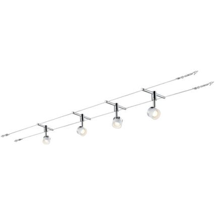 Paulmann 94080 - ΣΕΤ 4xLED/4,8W Ολοκληρωμένο σύστημα καλωδίων STAGE 230V γυαλιστερό χρώμιο