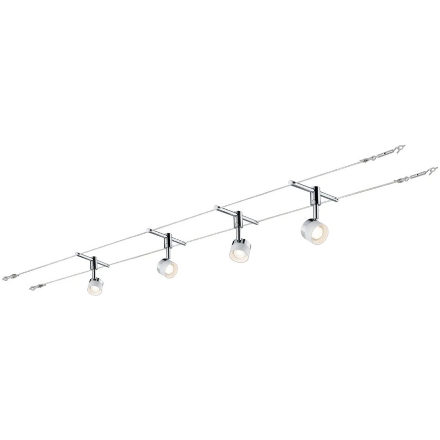Paulmann 94080 - ΣΕΤ 4xLED/4,8W Ολοκληρωμένο σύστημα καλωδίων STAGE 230V γυαλιστερό χρώμιο