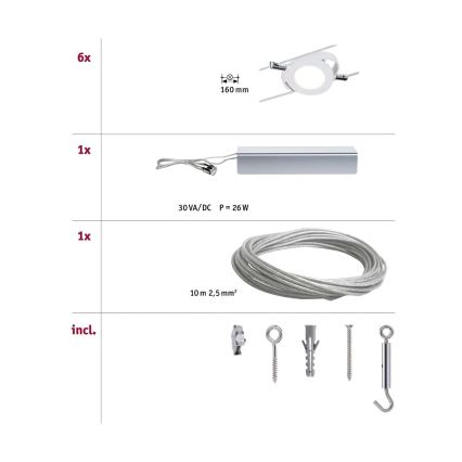 Paulmann 94106 - ΣΕΤ 6xLED/4W Φωτιστικό σποτ για a string system ROUNDMAC 230V λευκό