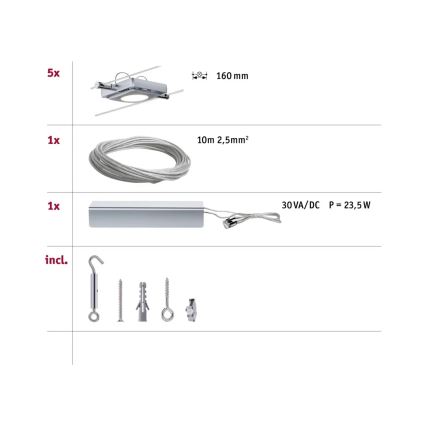 Paulmann 94108 - ΣΕΤ 5xLED/4,3W Σποτ για σύστημα ράγας MAC 230V ματ χρώμιο