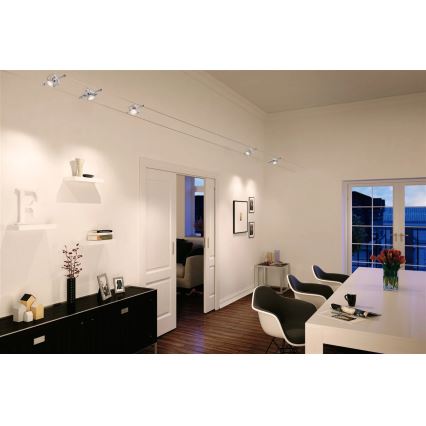 Paulmann 94133 - Σετ 5xGU5,3/10W Ολοκληρωμένο καλωδιακό σύστημα MAC 230V ματ χρώμιο