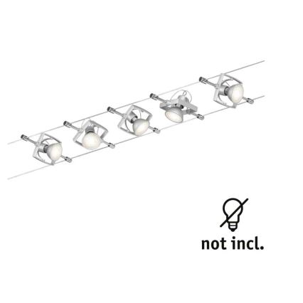 Paulmann 94133 - Σετ 5xGU5,3/10W Ολοκληρωμένο καλωδιακό σύστημα MAC 230V ματ χρώμιο