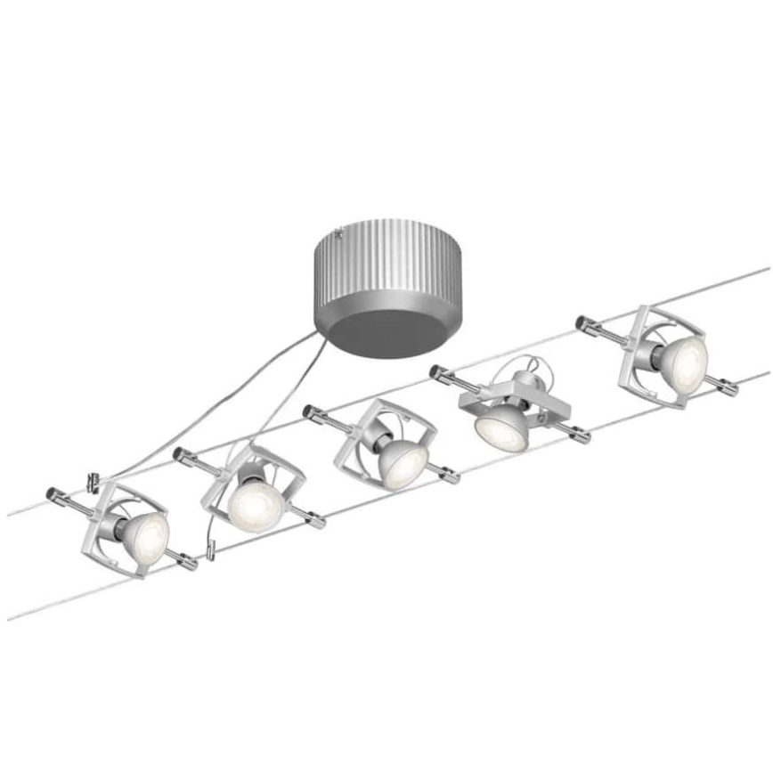 Paulmann 94133 - ΣΕΤ 5xGU5,3/10W Φωτιστικό σποτ για a string system MAC 230V ματ χρώμιο