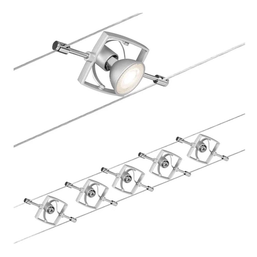 Paulmann 94133 - ΣΕΤ 5xGU5,3/10W Φωτιστικό σποτ για a string system MAC 230V ματ χρώμιο
