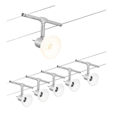 Paulmann 94136 - Σετ 5xGU5,3/10W Πλήρες σύστημα ανάρτησης SHEELA 230V, γυαλιστερό χρώμιο