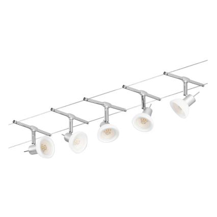 Paulmann 94136 - Σετ 5xGU5,3/10W Πλήρες σύστημα ανάρτησης SHEELA 230V, γυαλιστερό χρώμιο