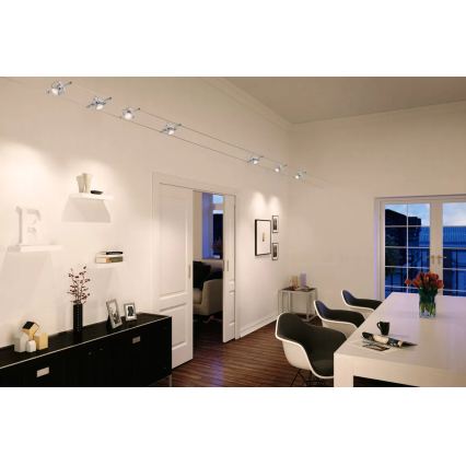 Paulmann 94152 - ΣΕΤ 7xGU5.3/10W Ολοκληρωμένο καλωδιακό σύστημα MAC 230V ματ χρώμιο