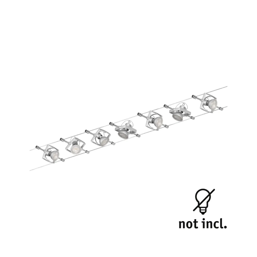 Paulmann 94152 - ΣΕΤ 7xGU5.3/10W Ολοκληρωμένο καλωδιακό σύστημα MAC 230V ματ χρώμιο
