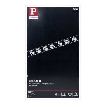 Paulmann 94152 - ΣΕΤ 7xGU5.3/10W Ολοκληρωμένο καλωδιακό σύστημα MAC 230V ματ χρώμιο