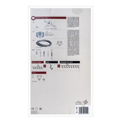Paulmann 94152 - ΣΕΤ 7xGU5.3/10W Ολοκληρωμένο καλωδιακό σύστημα MAC 230V ματ χρώμιο