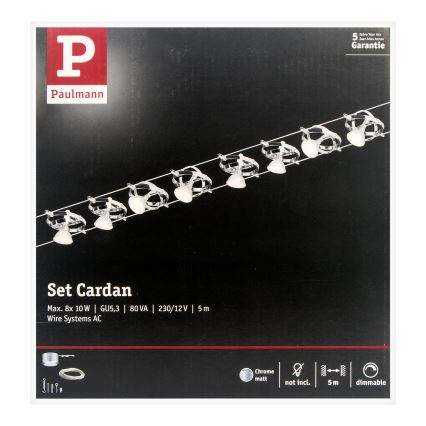 Paulmann 94153 - ΣΕΤ 8xGU5,3/10W Φωτιστικό σποτ ράγας CARDAN 230V