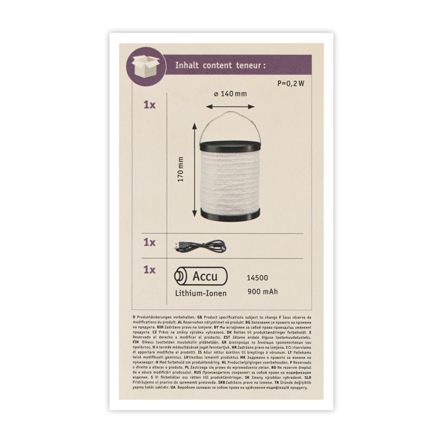 Paulmann 94169 - LED/0,2W IP44 Διακοσμητικό φωτιστικό εξωτερικού χώρου MOBILE 3,7V 900 mAh