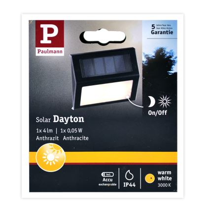 Paulmann 94234- LED/0,05W IP44 Ηλιακό φωτιστικό εξωτερικού χώρου με αισθητήρα DAYTON 1,5V