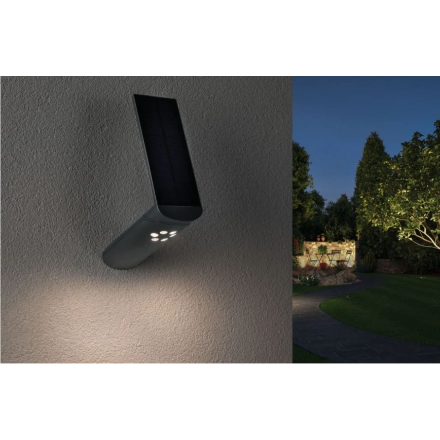 Paulmann 94261 - LED/1,2W IP44 Ηλιακή λάμπα τοίχου με αισθητήρα ILIAS 3,7V 1800 mAh