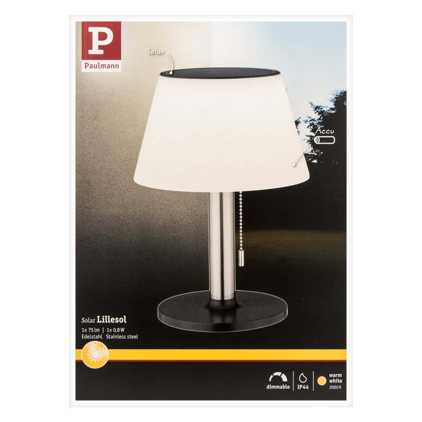 Paulmann 94309 - LED/0,8W IP44 Dimming ηλιακό φωτιστικό LILLESOL 3,7V 2000 mAh