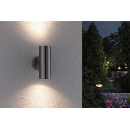 Paulmann 94331 - 2xGU10/10W IP44 Επιτοίχιο φωτιστικό εξωτερικού χώρου FLAME 230V