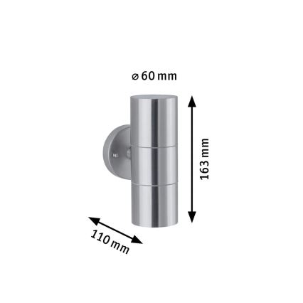 Paulmann 94331 - 2xGU10/10W IP44 Επιτοίχιο φωτιστικό εξωτερικού χώρου FLAME 230V