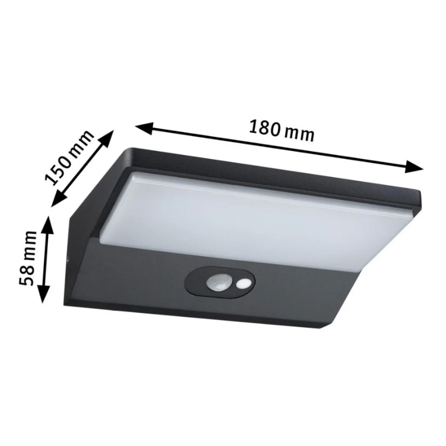Paulmann 94333 - LED/7,4W IP44 Φωτιστικό τοίχου εξωτερικού χώρου με αισθητήρα HOUSE 230V