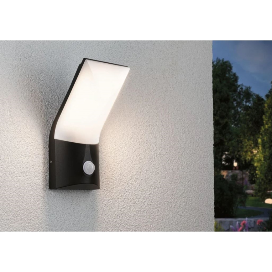 Paulmann 94402 - LED/10W IP44 Φωτιστικό τοίχου εξωτερικού χώρου με αισθητήρα ADYA 230V