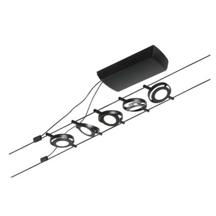 Paulmann 94418 - Σετ 5xLED/4,5W Πλήρες σύστημα ανάρτησης με καλώδιο ROUNDMAC 230V μαύρο