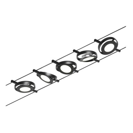 Paulmann 94418 - Σετ 5xLED/4,5W Πλήρες σύστημα ανάρτησης με καλώδιο ROUNDMAC 230V μαύρο