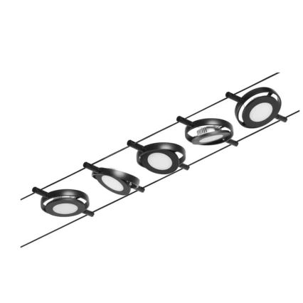 Paulmann 94418 - Σετ 5xLED/4,5W Πλήρες σύστημα ανάρτησης με καλώδιο ROUNDMAC 230V μαύρο