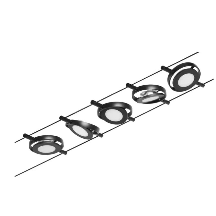 Paulmann 94418 - Σετ 5xLED/4,5W Πλήρες σύστημα ανάρτησης με καλώδιο ROUNDMAC 230V μαύρο