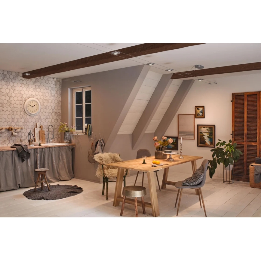 Paulmann 94420 - ΣΕΤ 5xLED/4,5W Ολοκληρωμένο σύστημα καλωδίων MAC 230V ματ χρώμιο