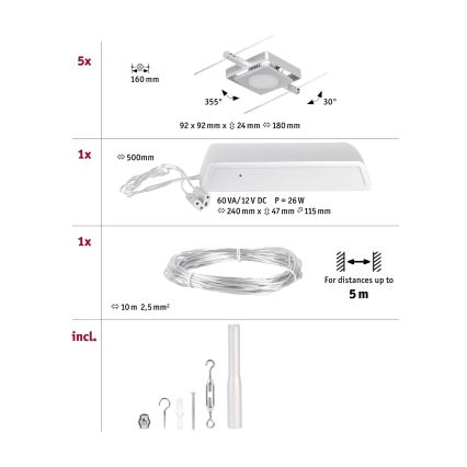 Paulmann 94420 - ΣΕΤ 5xLED/4,5W Σποτ για σύστημα ράγας MAC 230V ματ χρώμιο
